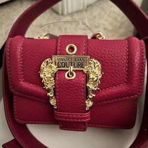 Versace Jeans Couture Fuchsia Mini Belt Bag with Gold Accents